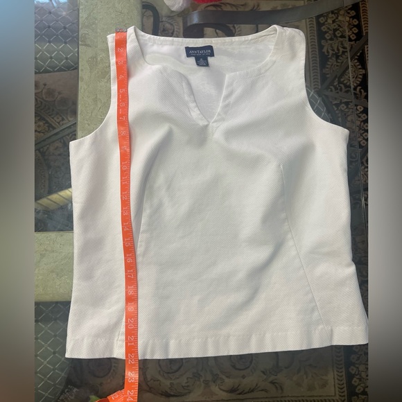 ANN TAYLOR Factory Select White Sleeveless Cotton Round Open V Neck Top - Picture 11 of 14